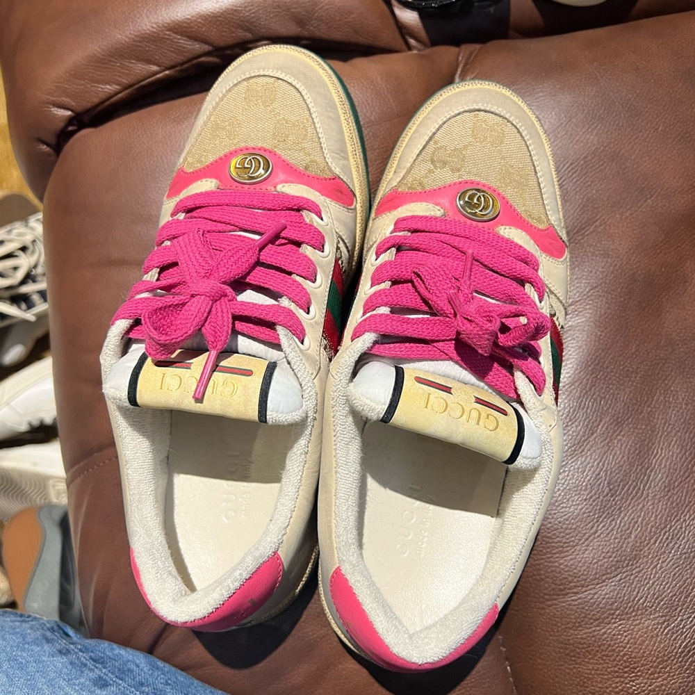 Gucci Beige and Red Sneakers